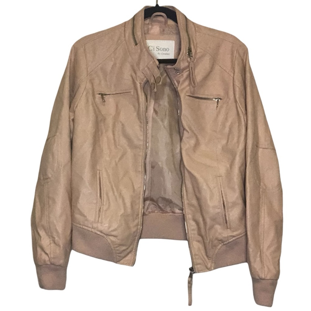 Cavalini Vegan Leather Bomber Jacket Mauve Size Large - Picture 3 of 13